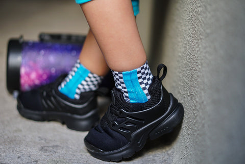 Bright Blue Check YaSelf Socks - Sweet Reasons