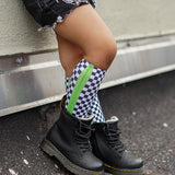 Neon Green Check YaSelf Socks - Sweet Reasons