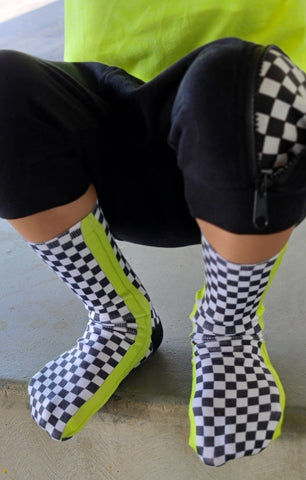Neon Yellow Check YaSelf Socks - Sweet Reasons
