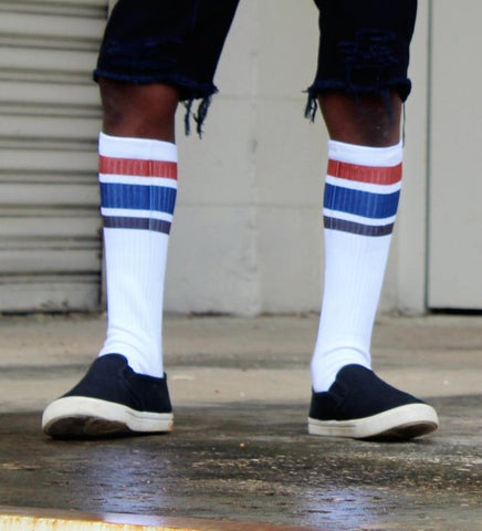 Fall Retro Tube Socks - Rust, Navy, Dark Gray - Sweet Reasons