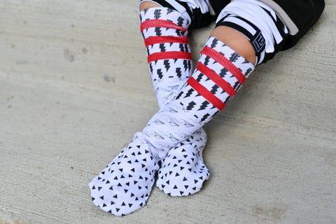 Monochrome Pattern Party Socks (Maroon) - Sweet Reasons