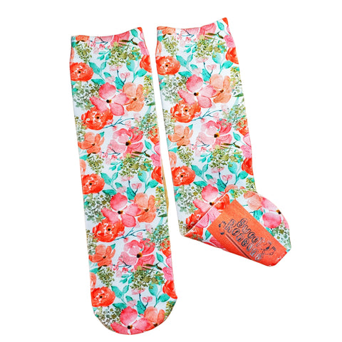 Coral Floral Socks - Sweet Reasons