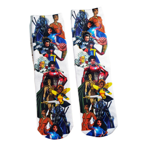 Melanin Girl Power Superheroes Socks - Sweet Reasons