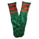 Green Holiday Faux Glitter Tube Socks
