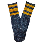 Black Faux Glitter Tube Socks