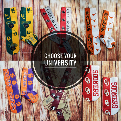 Collegiate Socks, Choose Your University - Sweet Reasons