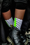 Neon Green Check YaSelf Socks - Sweet Reasons